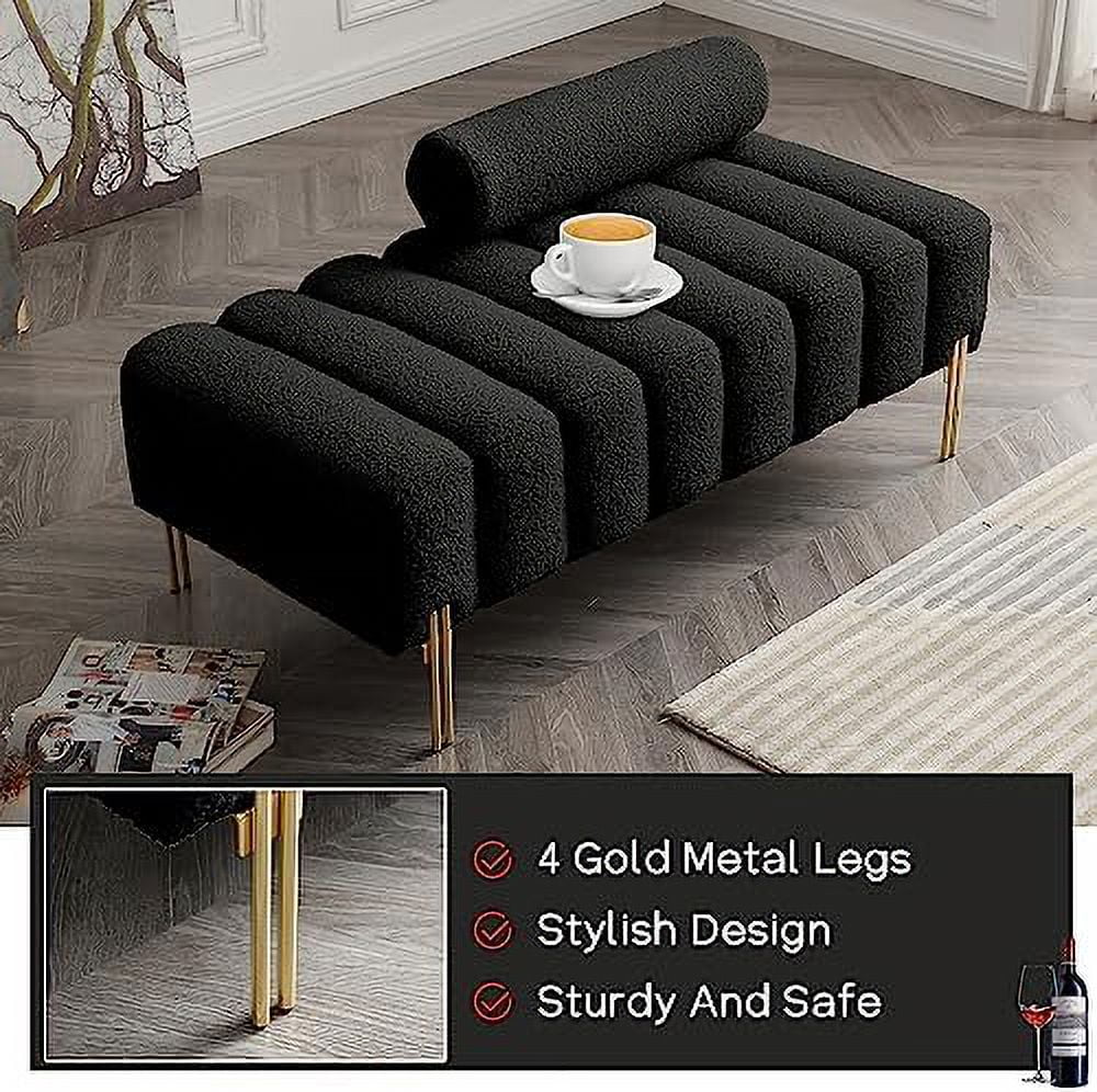 53.2" Modern Loveseat Sofa Couch Upholstered Accent Sofa with Golden Legs and Adjustable Backrest Small Teddy Fleece Couches X95905
