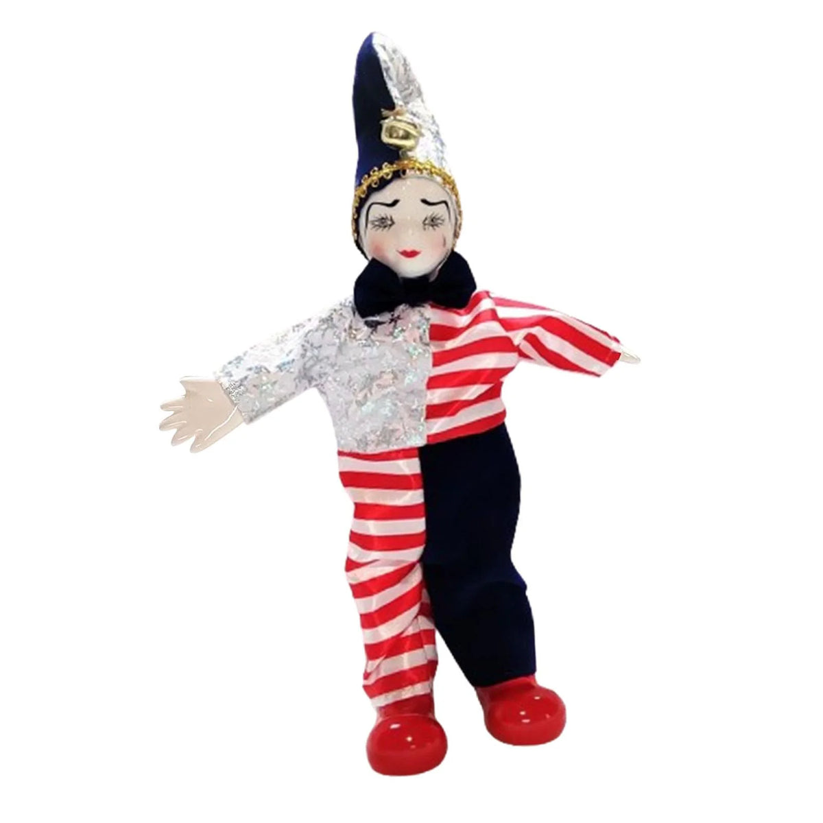 Clown Doll Harlequin Doll Antique Doll Collections Toy, 9.84'' Movable Joint Jester Doll V689122