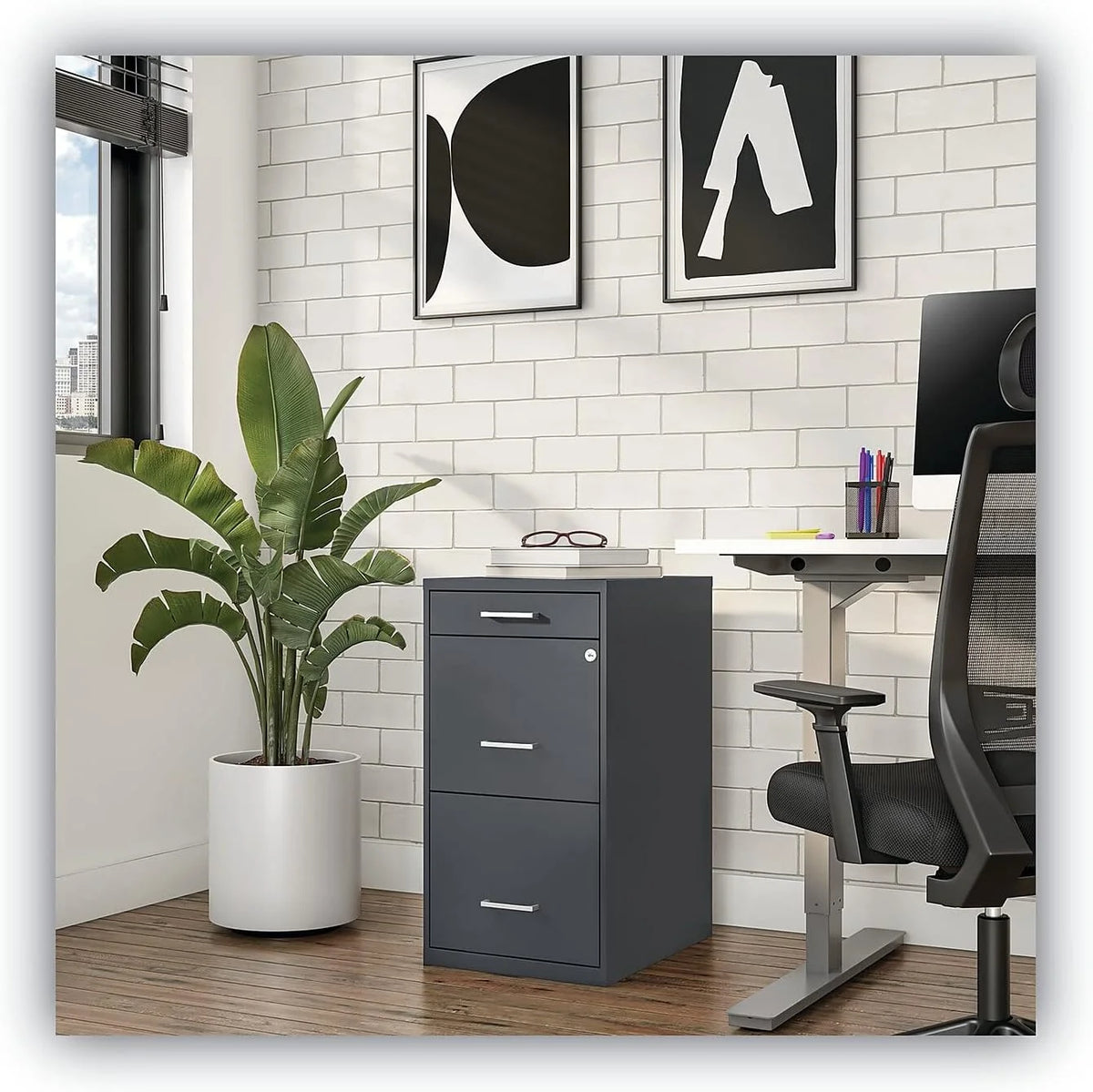 Charcoal 3-Drawer Vertical File Cabinet H1317
