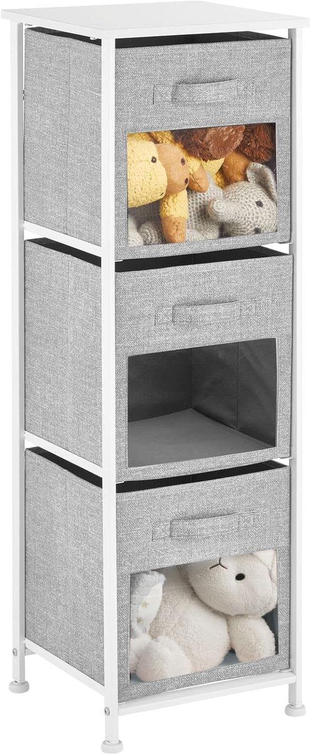 Vertical Steel Frame Fabric Storage Tower with 3 Drawers F226161