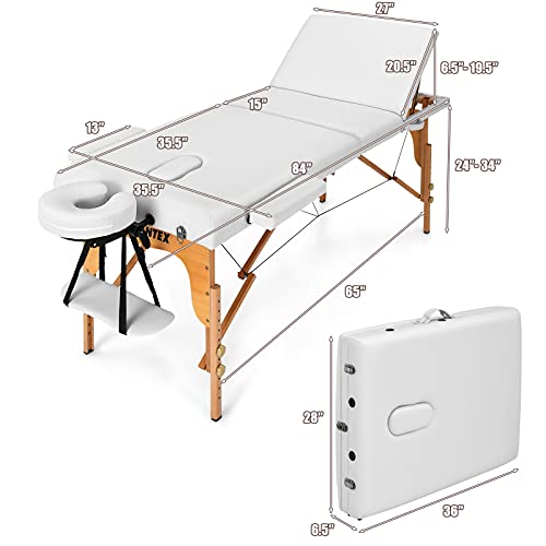 84 Inch Portable Folding Massage Table with Carry Case T405640