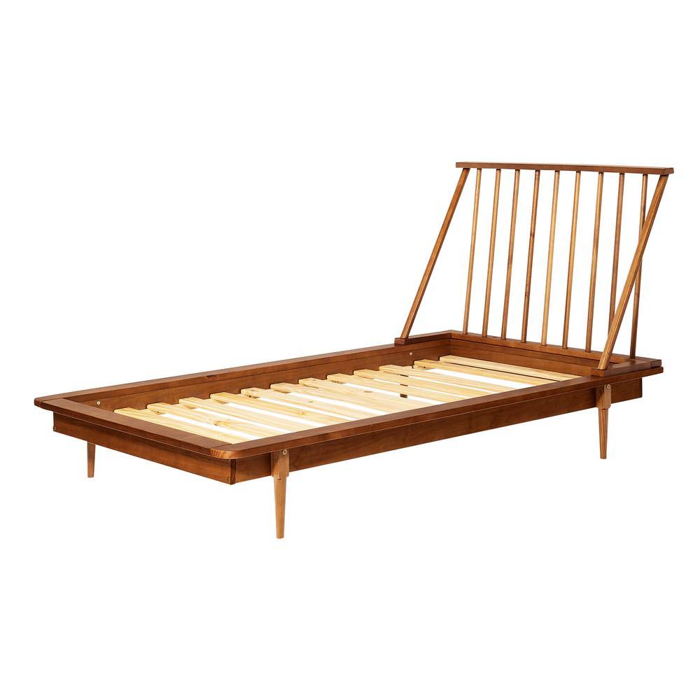 Solid Wood Caramel Twin Spindle Bed U50494