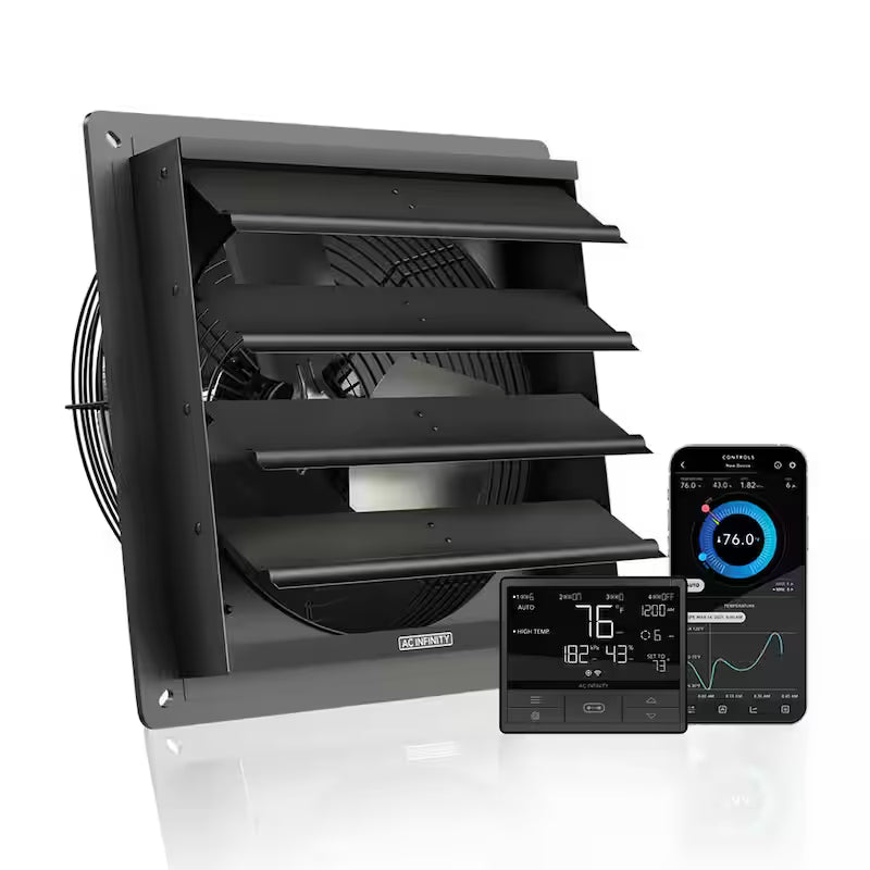 12 in. Wall Mount Shutter Exhaust Fan with Temperature Humidity Controller S2038