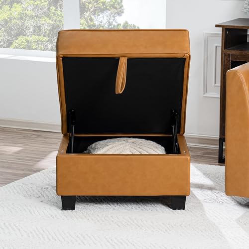 Caramel Square Ottoman Storage Footrest B6333