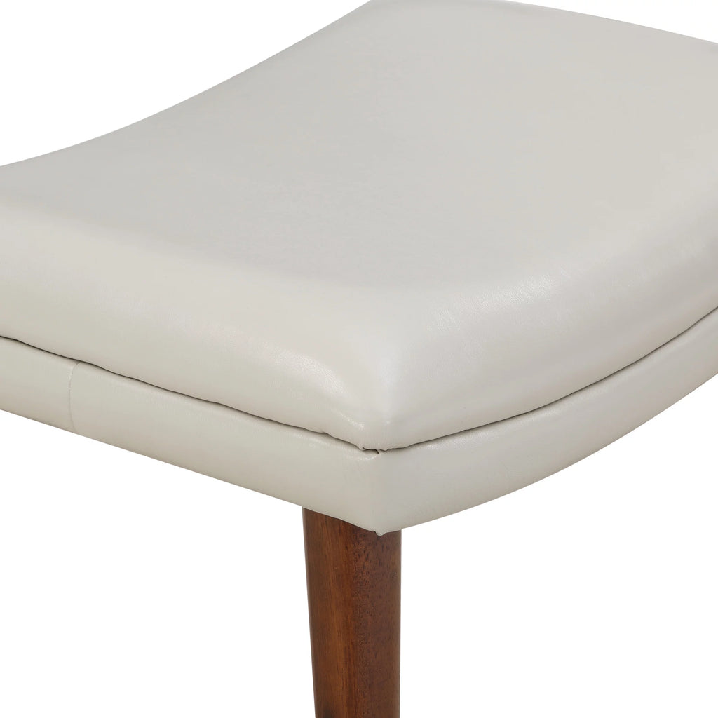 Cream Faux Leather Chair and Ottoman B961