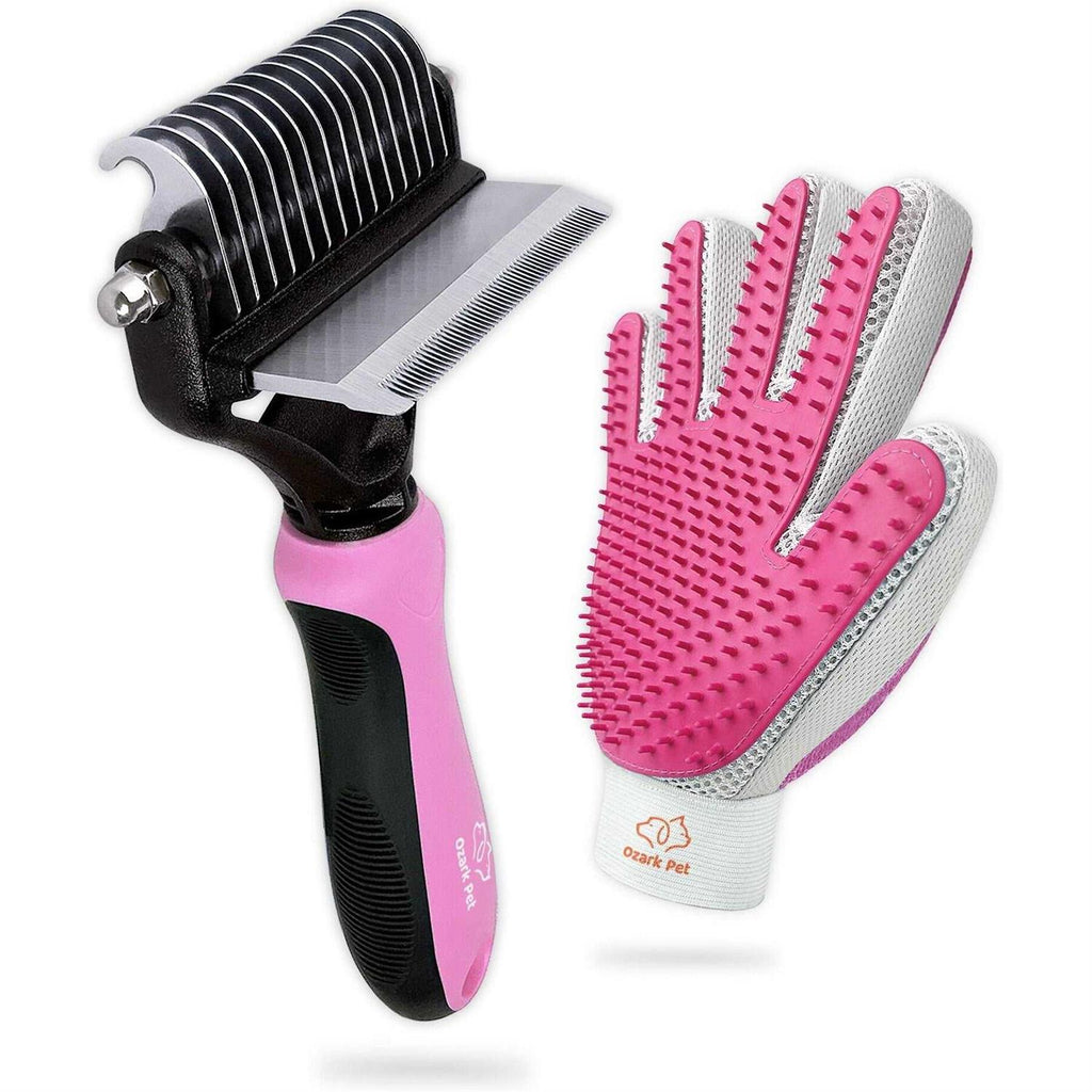 Dog and Cat Deshedding Brush and Shedding Glove D48399