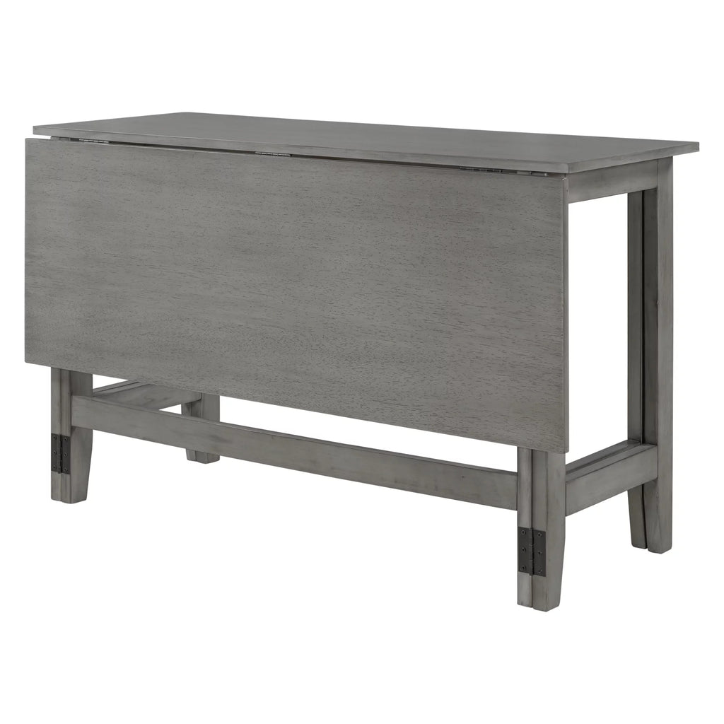 Gray Extendable Wood Dining Table with Drop Leaf I625