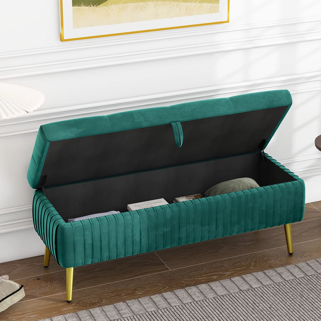 Green Storage Bench Ottoman K274692