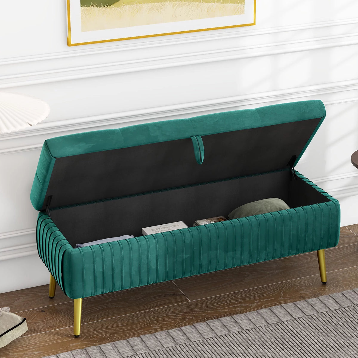 Green Storage Bench Ottoman K274692