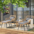 3 Piece Wicker Patio Bistro Set with Glass Top Table N583