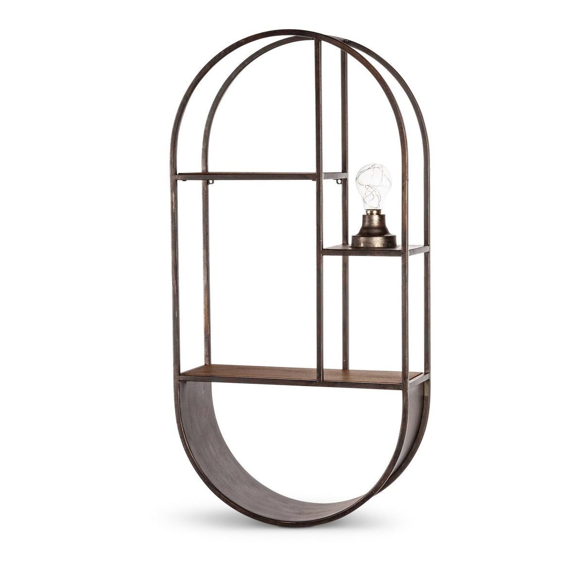 Metal Wall Shelf with Light, Grey B447