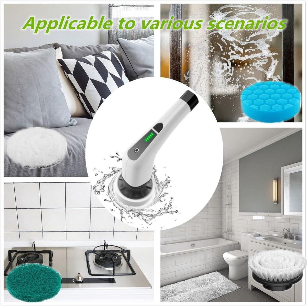 Electric Spin Scrubber Rechargeable Cordless 7 in 1 Handle Scrubber J61398