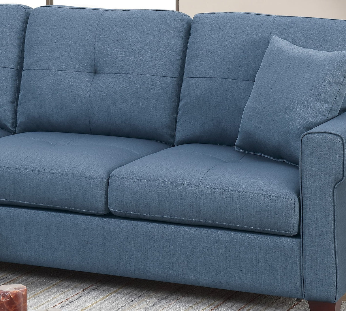 Blue Reversible Sectional Sofa Chaise O794