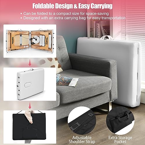 84 Inch Portable Folding Massage Table with Carry Case T405640