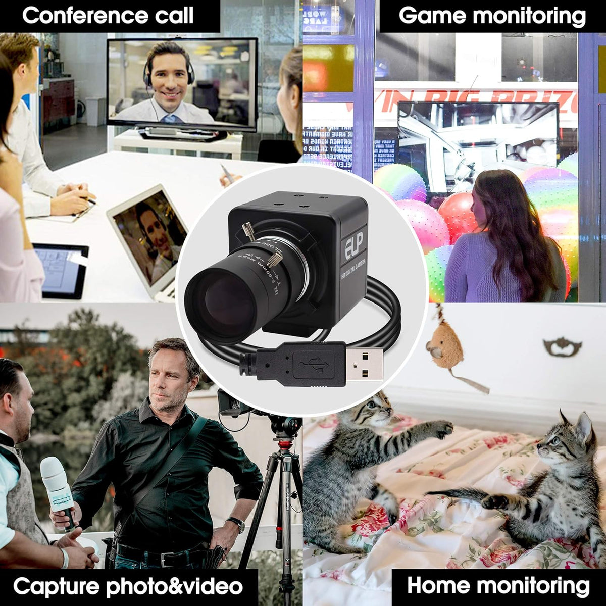 8MP USB Webcam with 5-50mm Varifocal Lens S40380