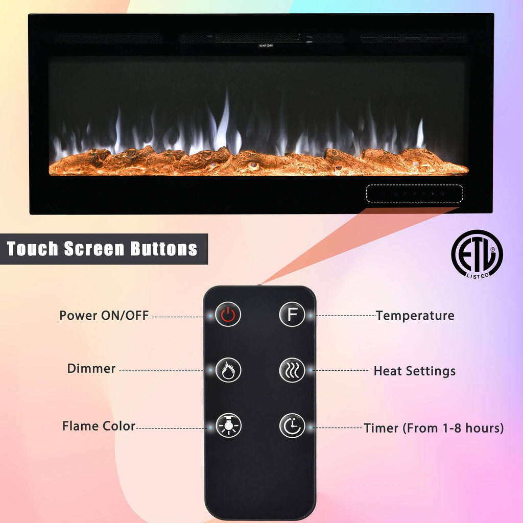 50-Inch Wall Mounted Recessed Electric Fireplace W6701