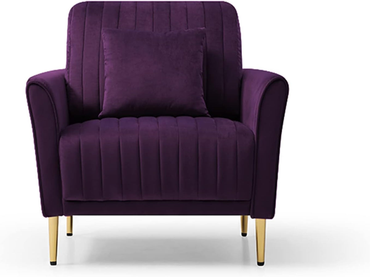 Purple Velvet Accent Chair with Gold Legs I36587