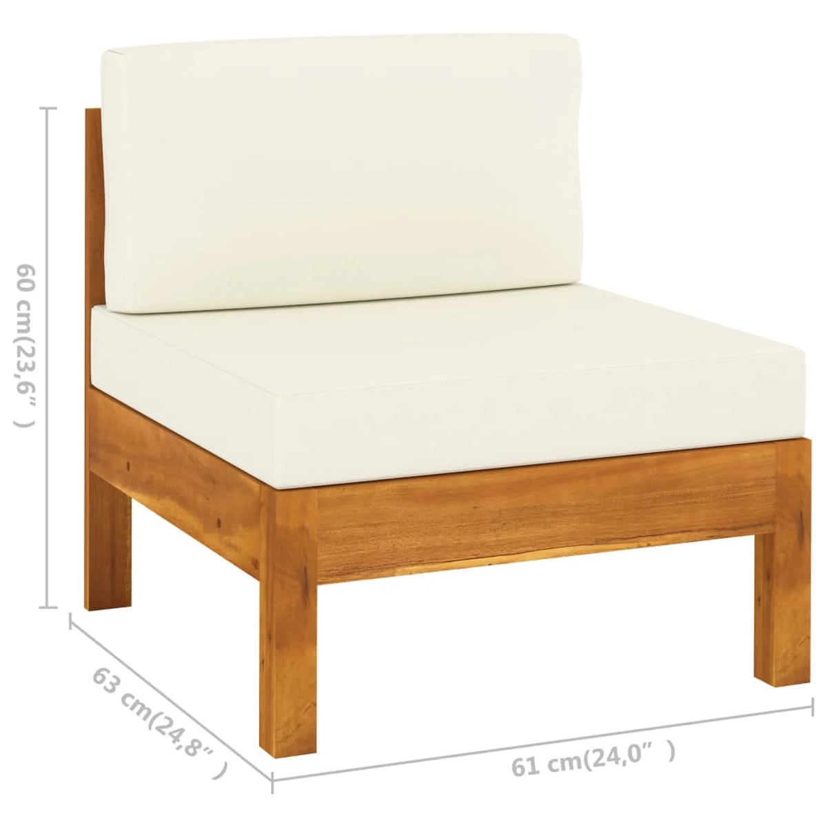 Solid Acacia Wood Sofa with White Cushions T517