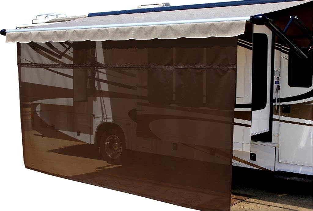 Grey 10' x 9' Solar Mesh RV Awning Sun Shade S8174