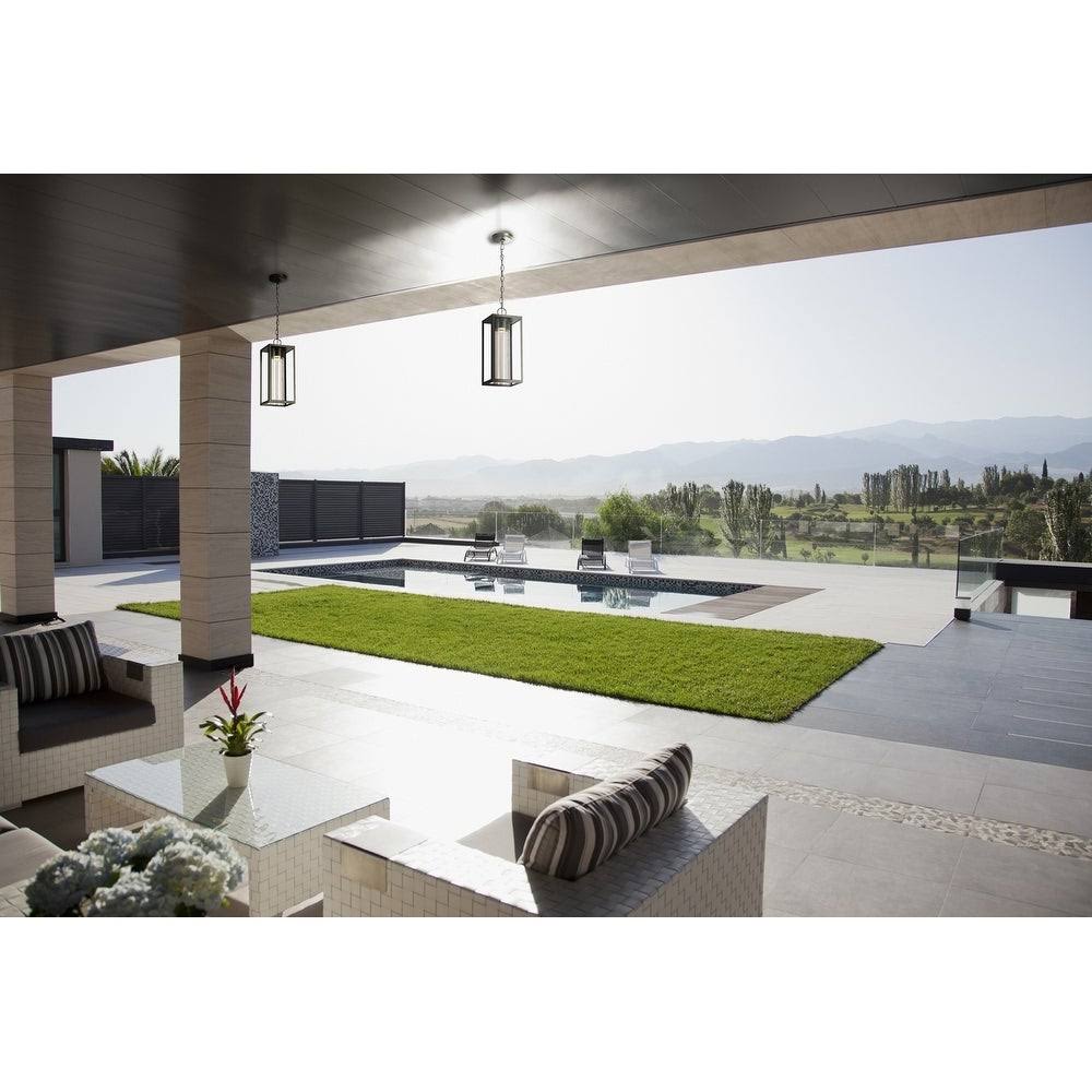 Outdoor Pendant Light Matte Black Clear Seedy Glass 8W LED I321
