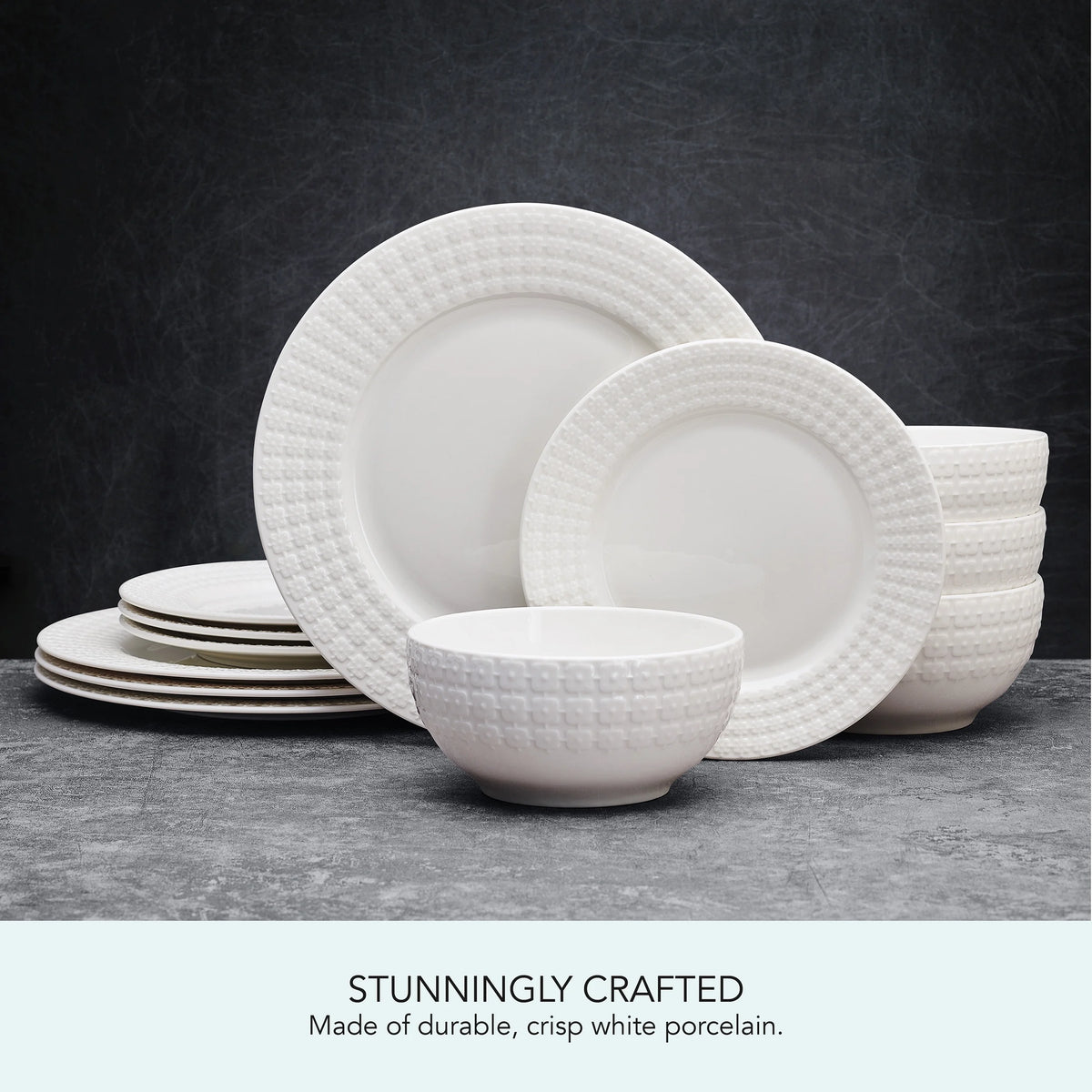 12 Piece White Porcelain Dinnerware Set D683123