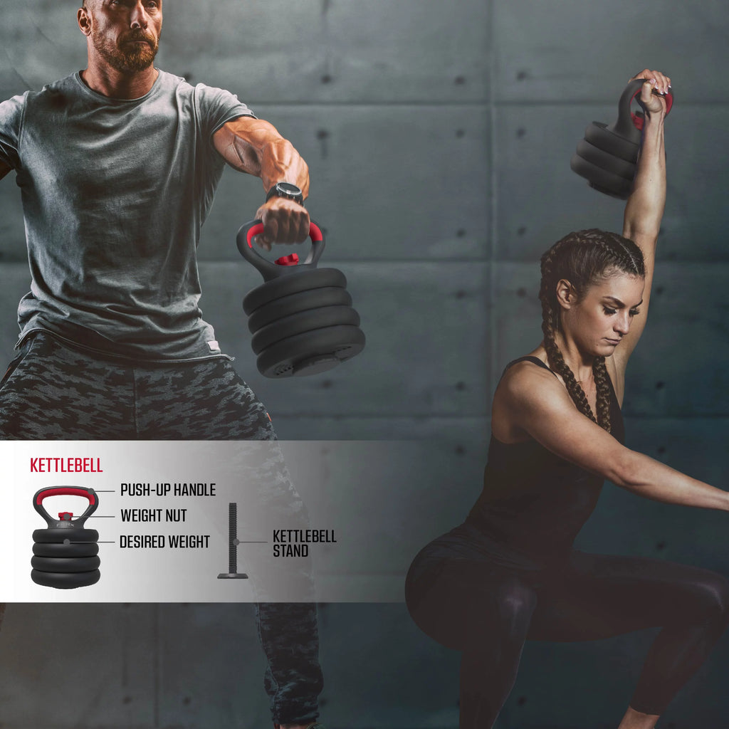 60 lbs. 4-in-1 Adjustable Dumbbell, Barbell, and Kettlebell Weight Set G76914