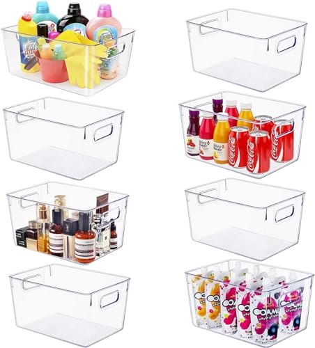 Set of 8 Clear Plastic Stackable Storage Bins B77612