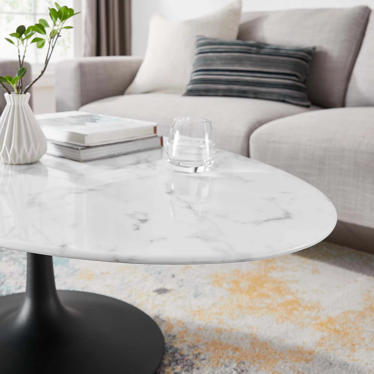 Oval Artificial Marble Coffee Table F77183