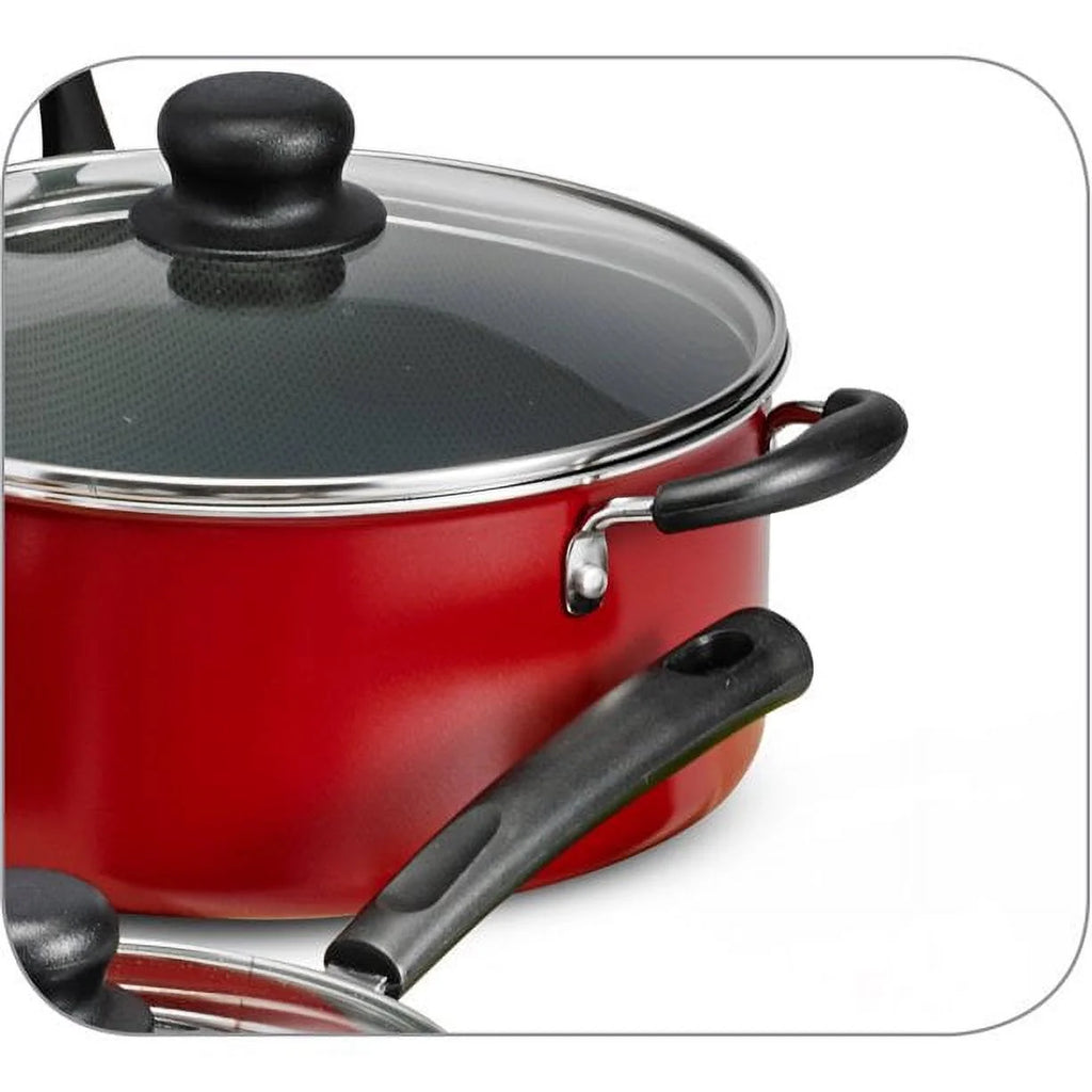 18 Pieces Non-stick Cookware Set, Red E81586