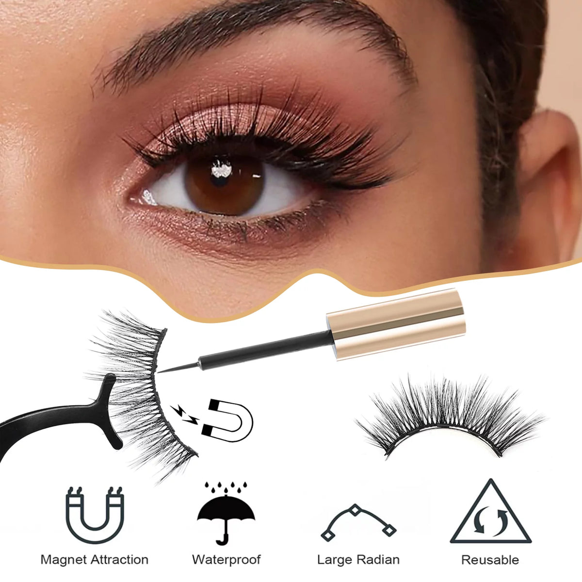 3D Magnetic Eyelash Kit with 4 Magnetic Eyeliners and 2 Tweezers S207569