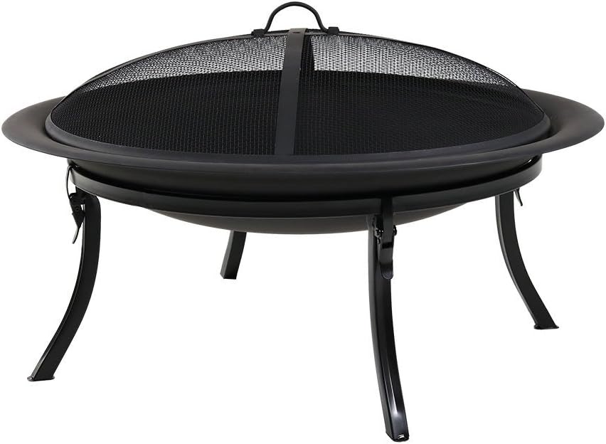 29-Inch Round Wood-Burning Portable Fire Pit Bowl with Spark Screen N88693