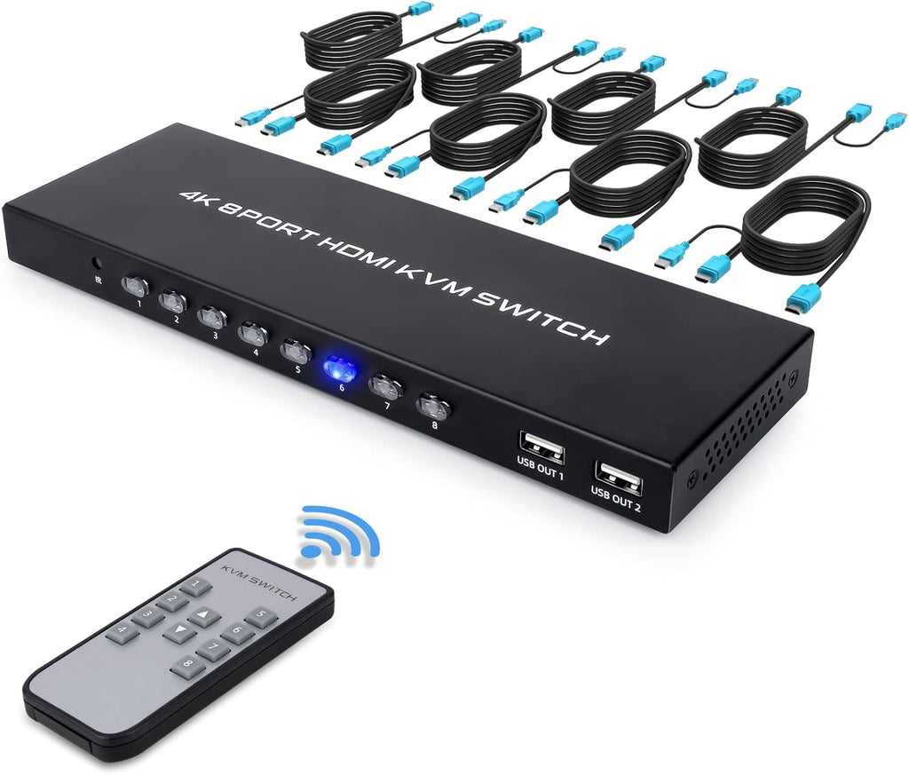 8 Ports HDMI KVM Switch 4K @ 30Hz with IR Remote N4573