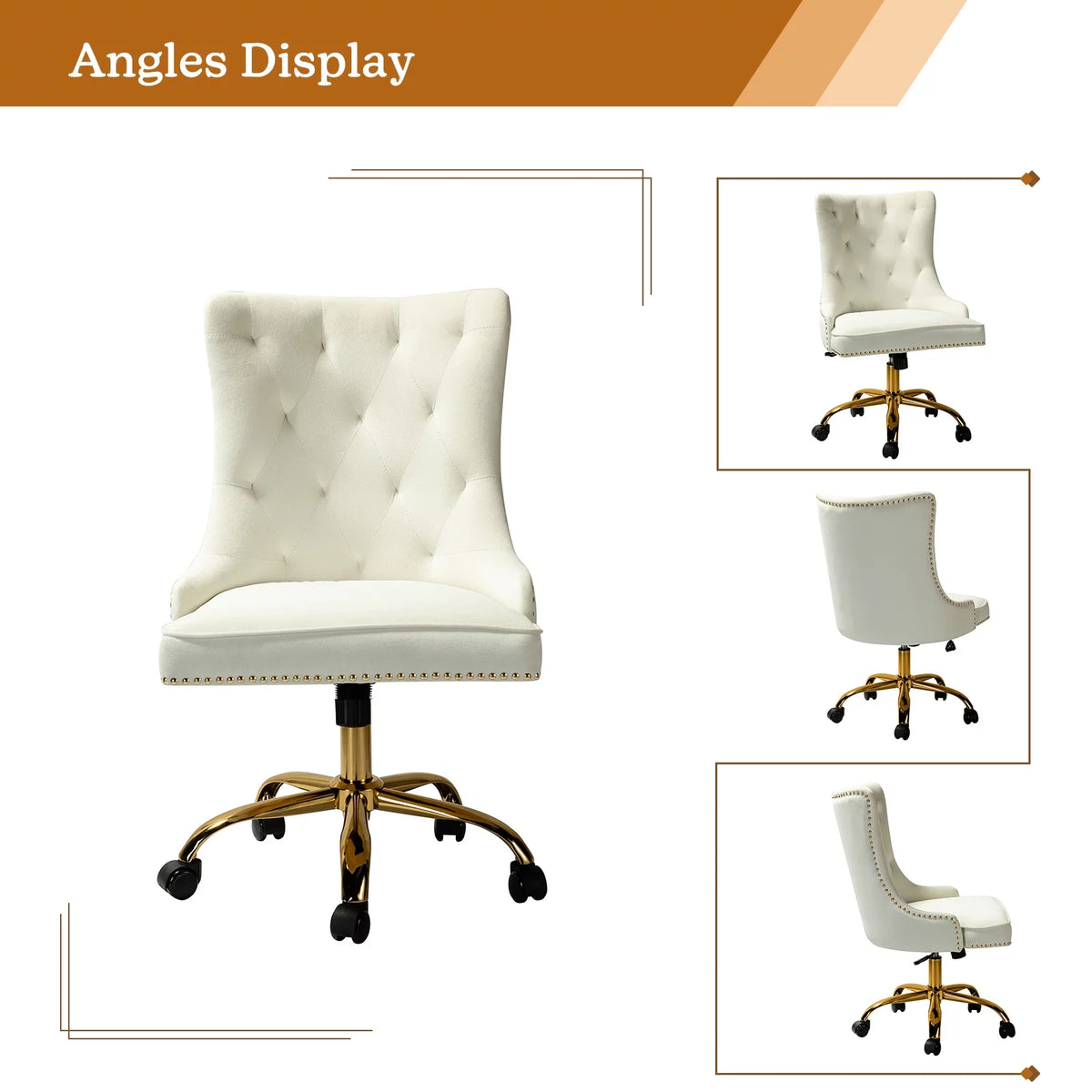 Velvet Tufted Wingback Upholstered Swivel Adjustable Office Chair O830