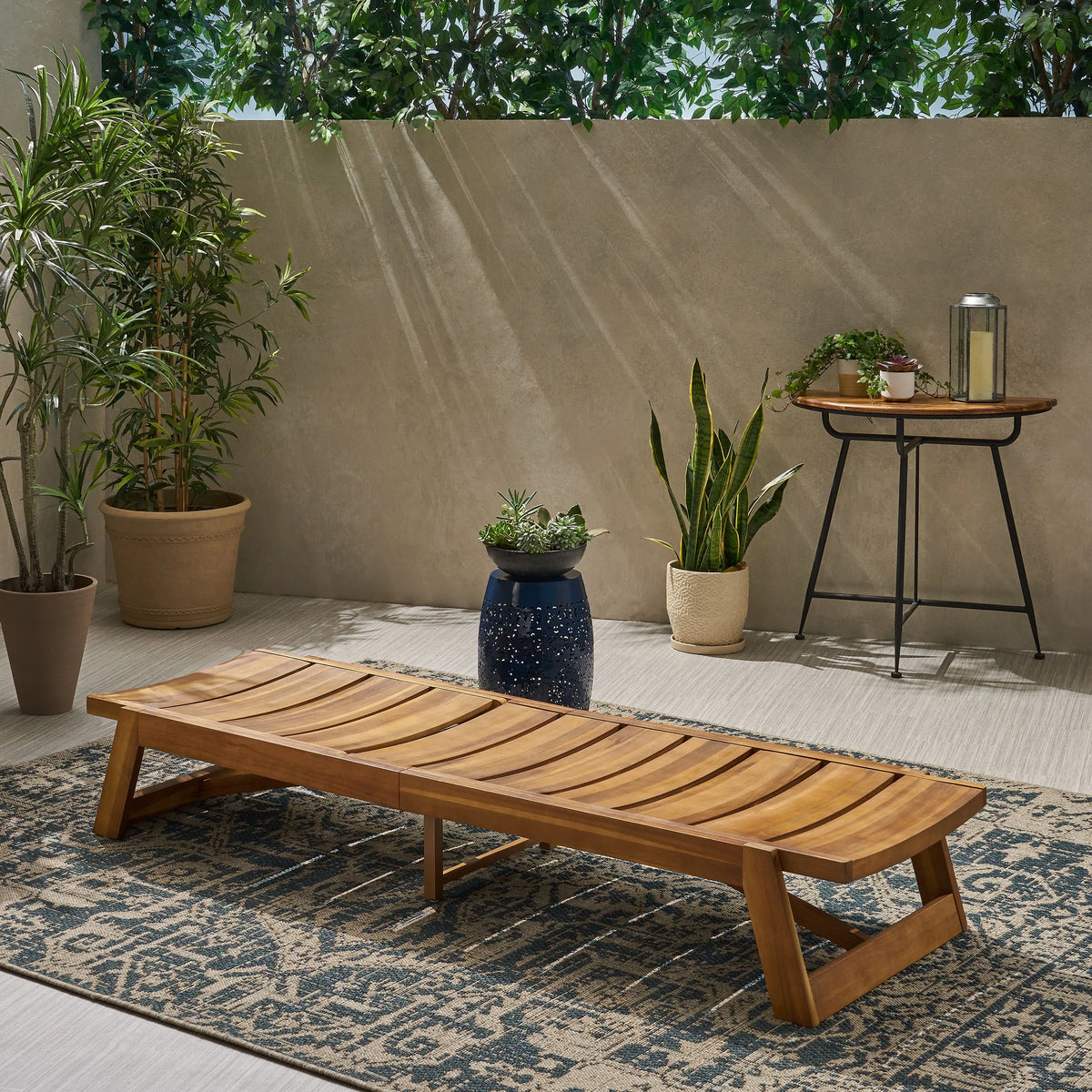 Wood and Iron Chaise Lounge E61097