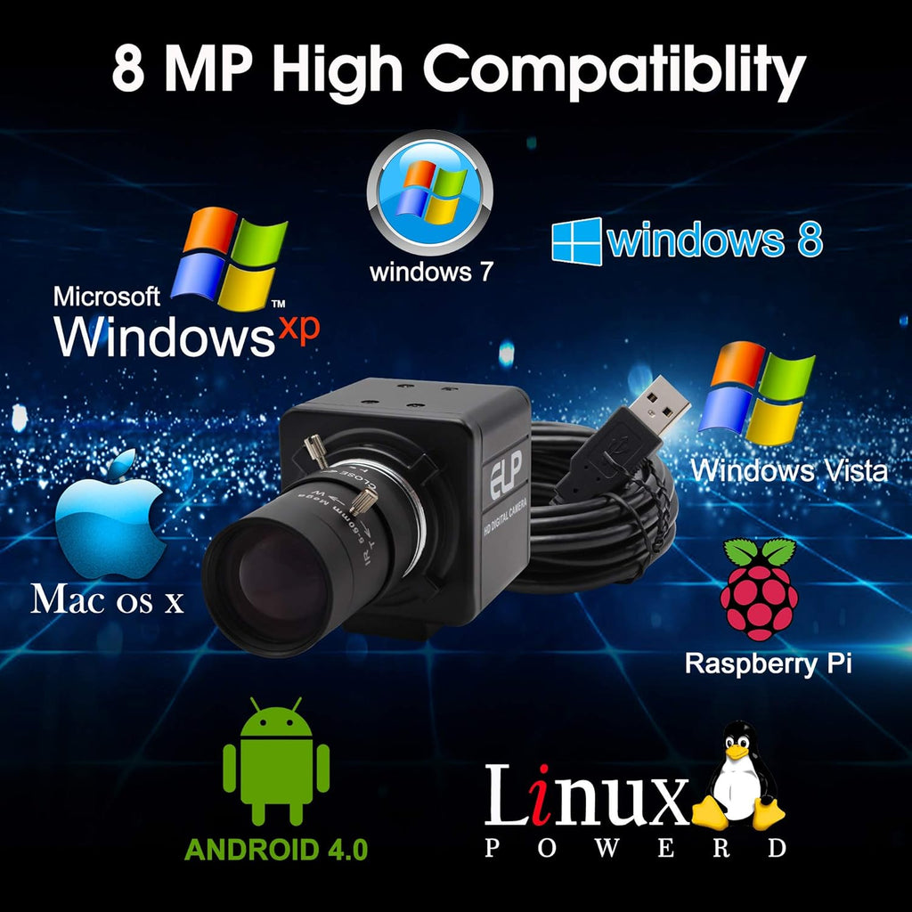8MP USB Webcam with 5-50mm Varifocal Lens S40380