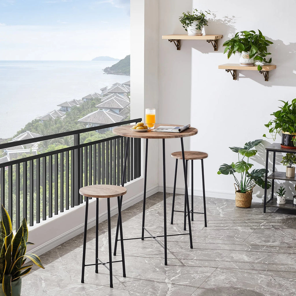 3-Piece Round Bar Table Set with 2 Stools K987008