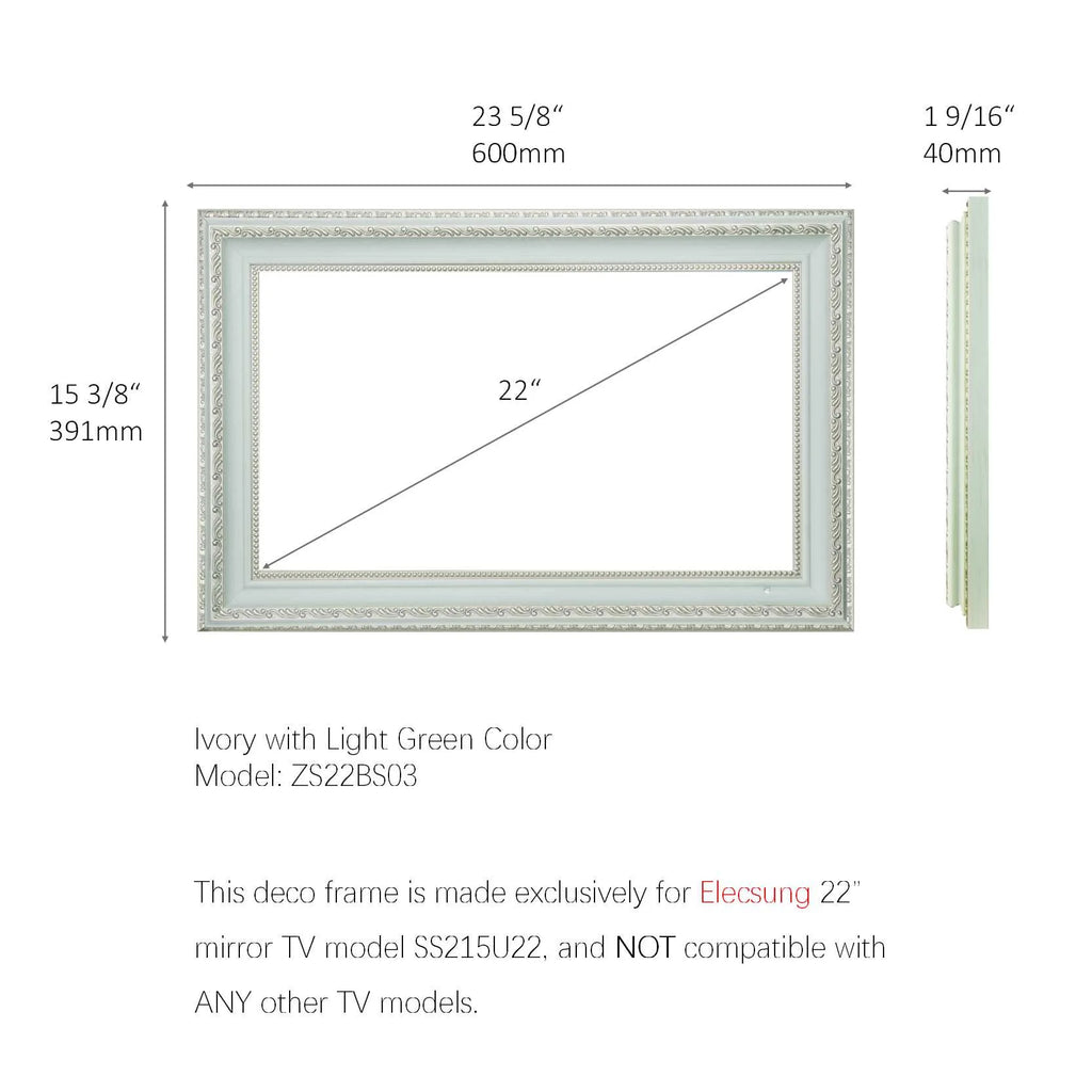 22" Smart Mirror TV with Antique White Frame P9997