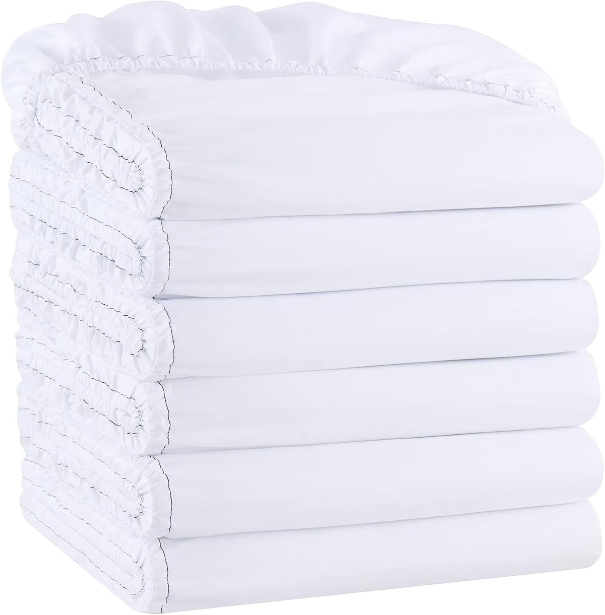 White Pack of 6 Deep Pocket Brushed Microfiber Fitted Sheets W626768
