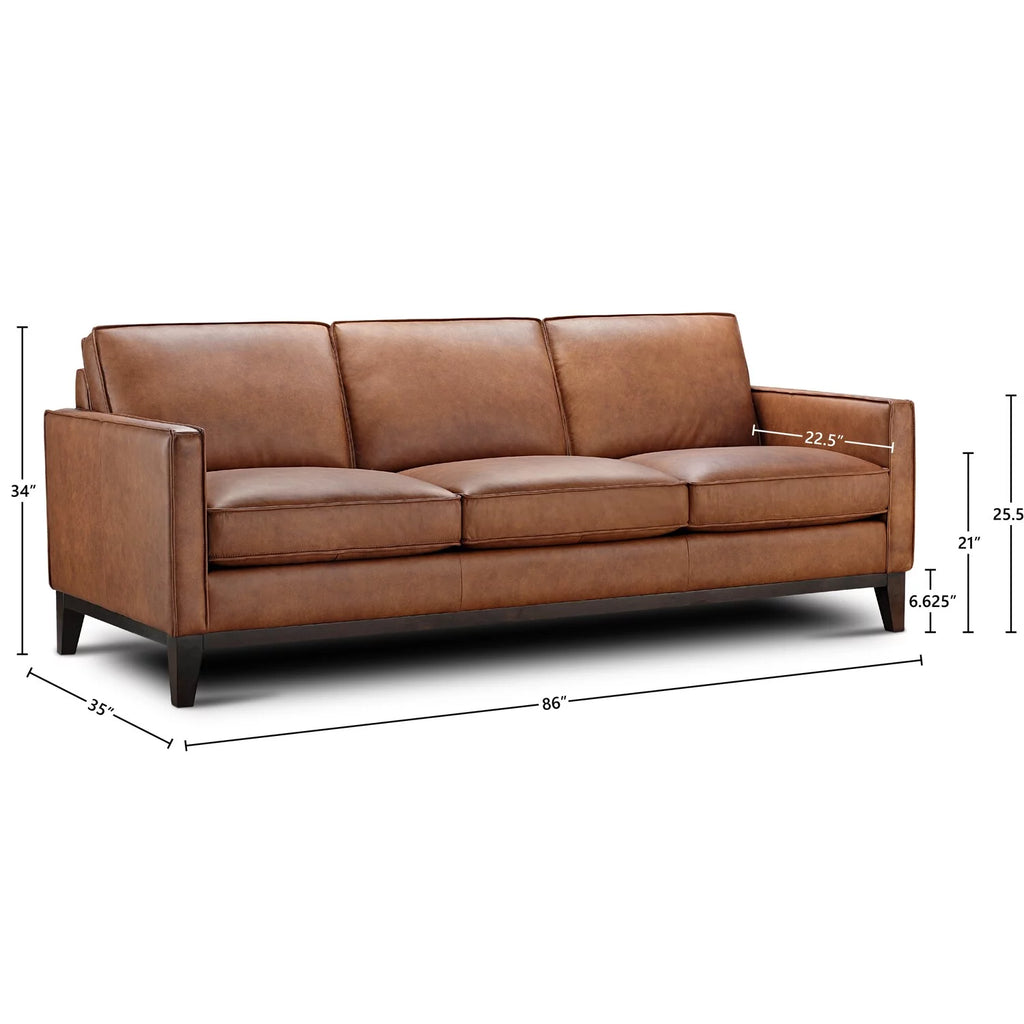 86" Brown Top Grain Leather Sofa C7597