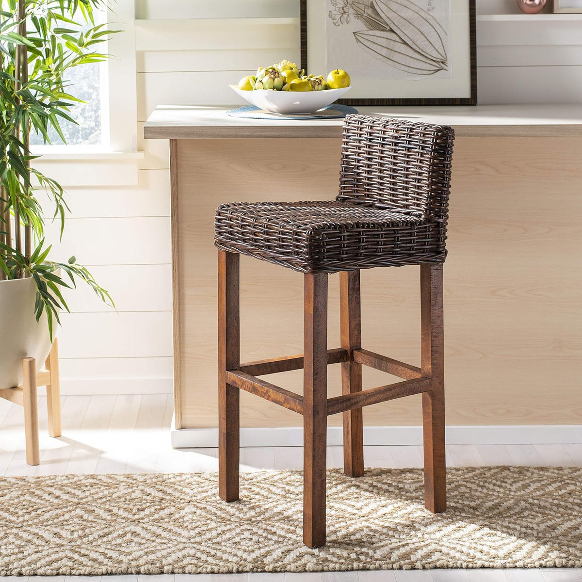 Cappuccino Wicker 30-inch Bar Stool T21468