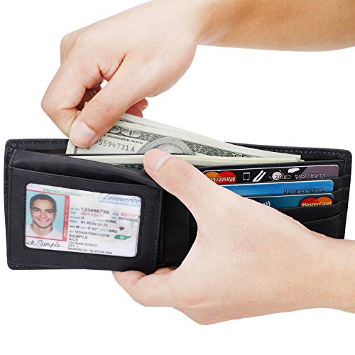 Genuine Leather Bifold Wallet with 2 ID Window F567