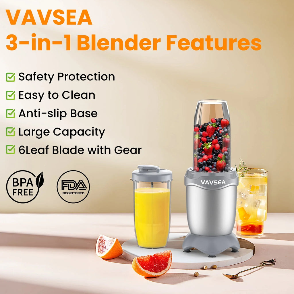 3-in-1 Smoothies Blender, 11 Pcs Countertop Blender, BPA Free X289