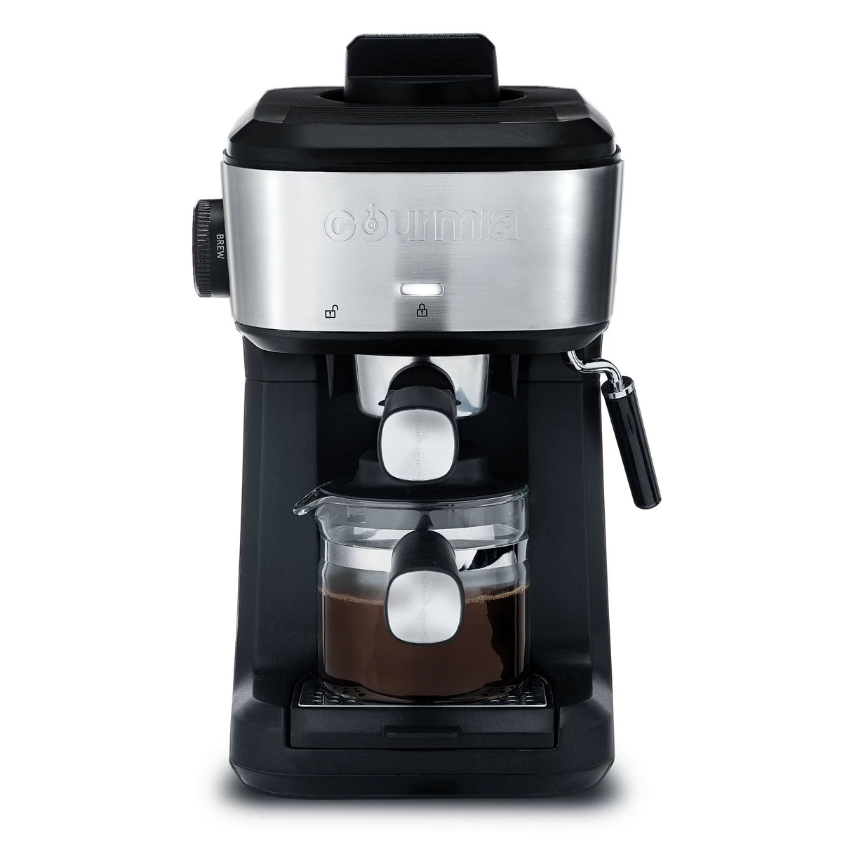 4-Shot Steam Espresso, Cappuccino, and Latte Maker with Frothing Wand G20198