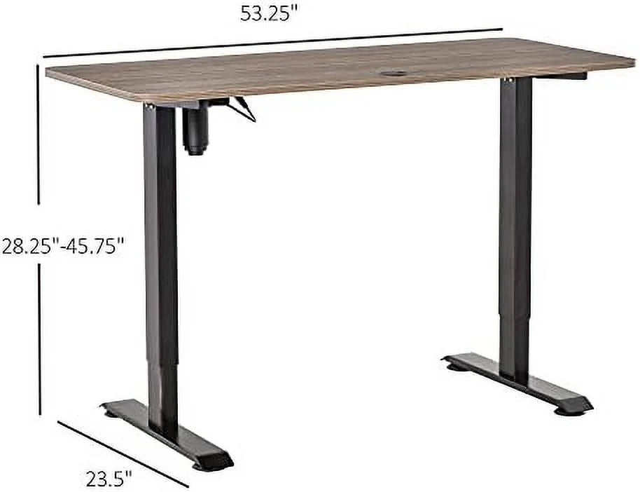 Teak Black Electric Height Adjustable Standing Desk with 54" Desktop K348826