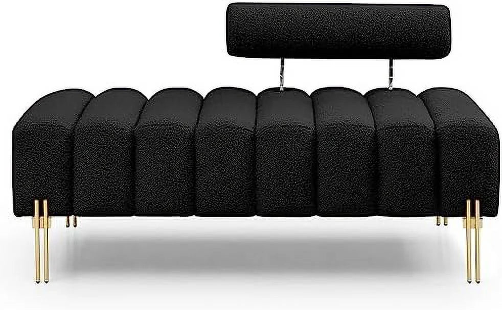 53.2" Modern Loveseat Sofa Couch Upholstered Accent Sofa with Golden Legs and Adjustable Backrest Small Teddy Fleece Couches X95905