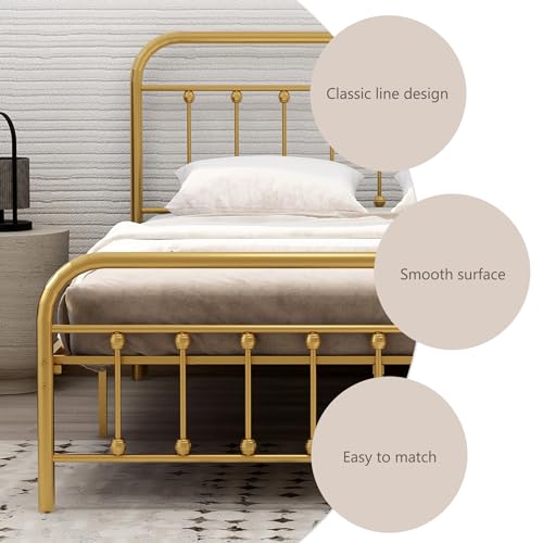 Black Full Size Metal Platform Bed Frame with Headboard Under Bed Storage Y126632