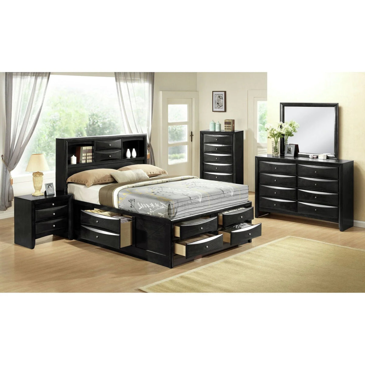 Black King Storage Bed J431374