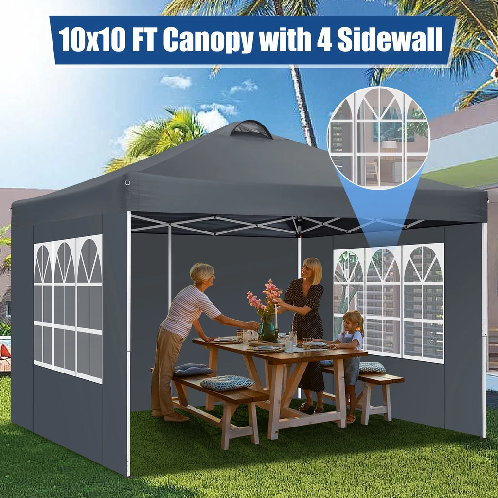 10'x10' Pop Up Canopy with Sidewalls and Sandbags A788