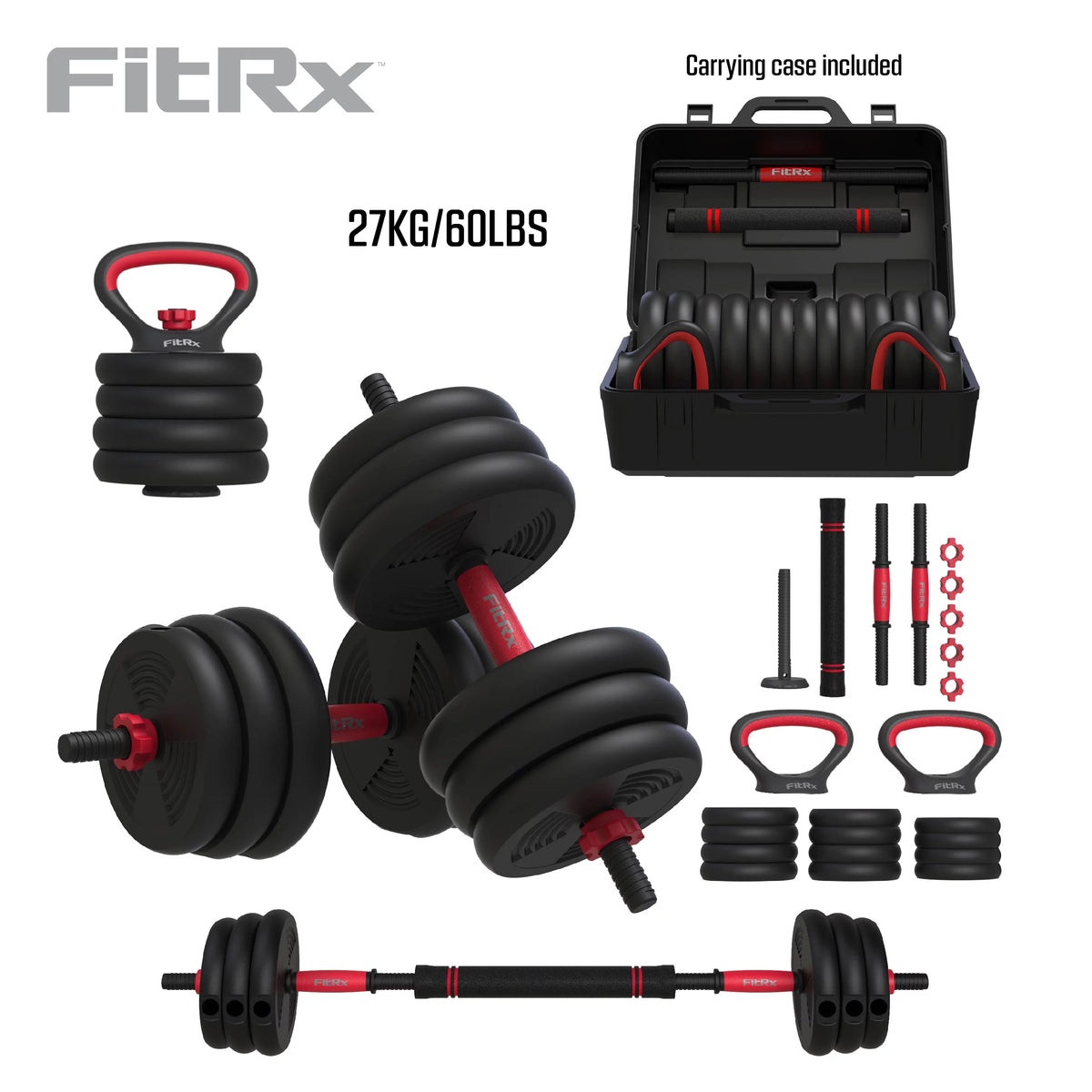 60 lbs. 4-in-1 Adjustable Dumbbell, Barbell, and Kettlebell Weight Set G76914