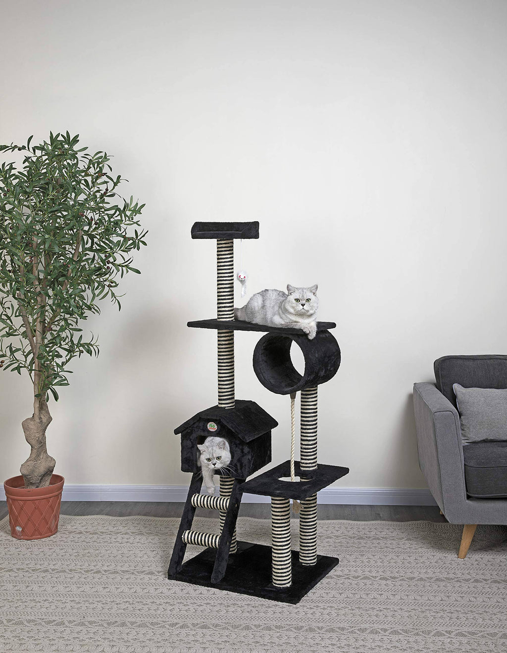 Black 60 in. Cat Tree Y59278